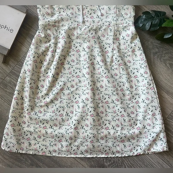 limjia shop coquette floral ruched puff sleeve cinched mini dress Size Large - Picture 10 of 16